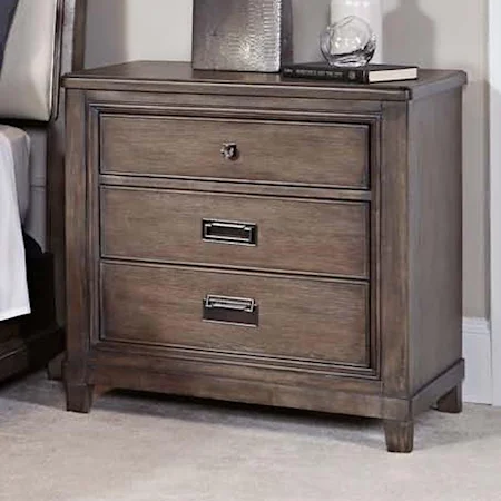 Contemporary 3-Drawer Night Stand with Recessed Area in Back for Electric Outlet